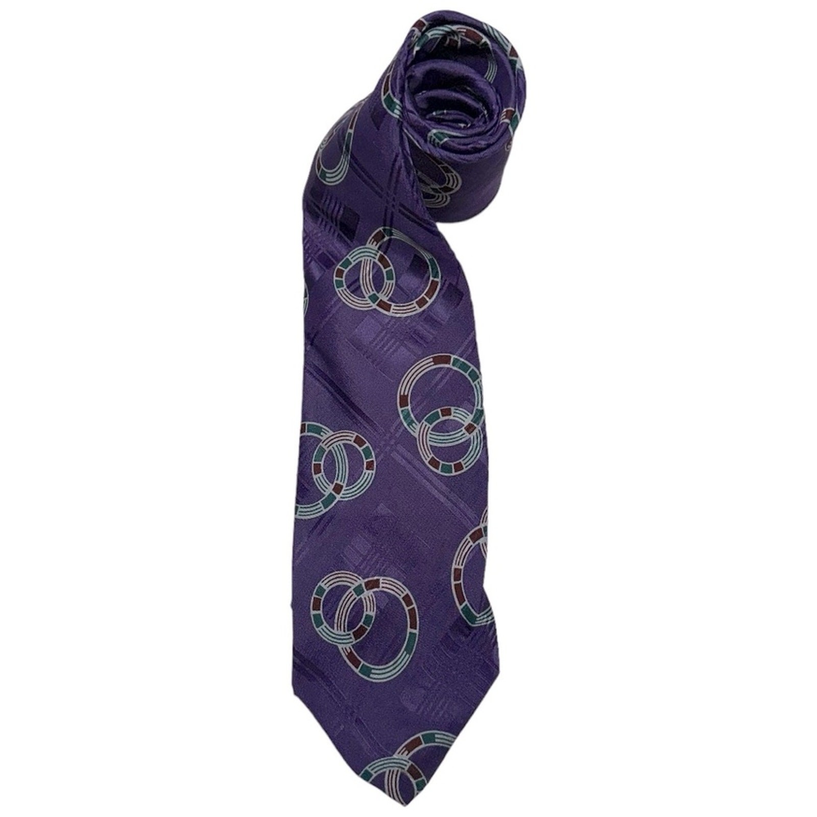 Polo Ralph Lauren Vintage Handmade Purple Circle Print Silk Necktie Tie