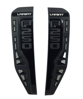 #ad New OEM 23 26 Ford F 250 Super Duty Lariat LH RH Set Fender Emblem Badge Black $199.99
