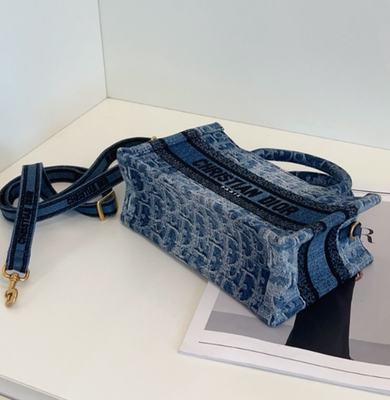 Christian Dior Tote mini Denim Top Handle 2way Shoulder Handbag