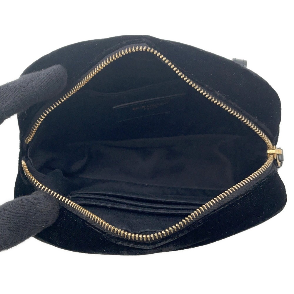 SAINT LAURENT PARIS Lu borsa da cintura per fotocamera velluto nero 534817