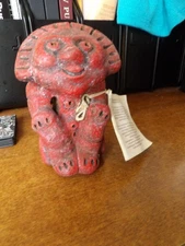 GUILLEN TAINO SIRENIS TIENDA SUN GOD - RED CLAY - TRIBAL ART PRIMATIVE 4 1/2"