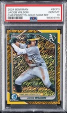 2024 BOWMAN CHROME PROSPECTS GOLD SHIMMER #BCP3 JACOB WILSON 29/50 PSA 10