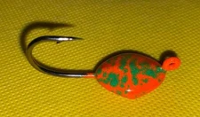 12 TOG JIGS 2x STRONG HOOK  ORANGE GREEN tautog jig heads blackfish 1/2 3/4 1oz