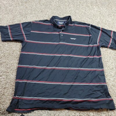 Straight Down Polo Shirt Mens XL Black Striped 100% Cotton Fox Run Golf