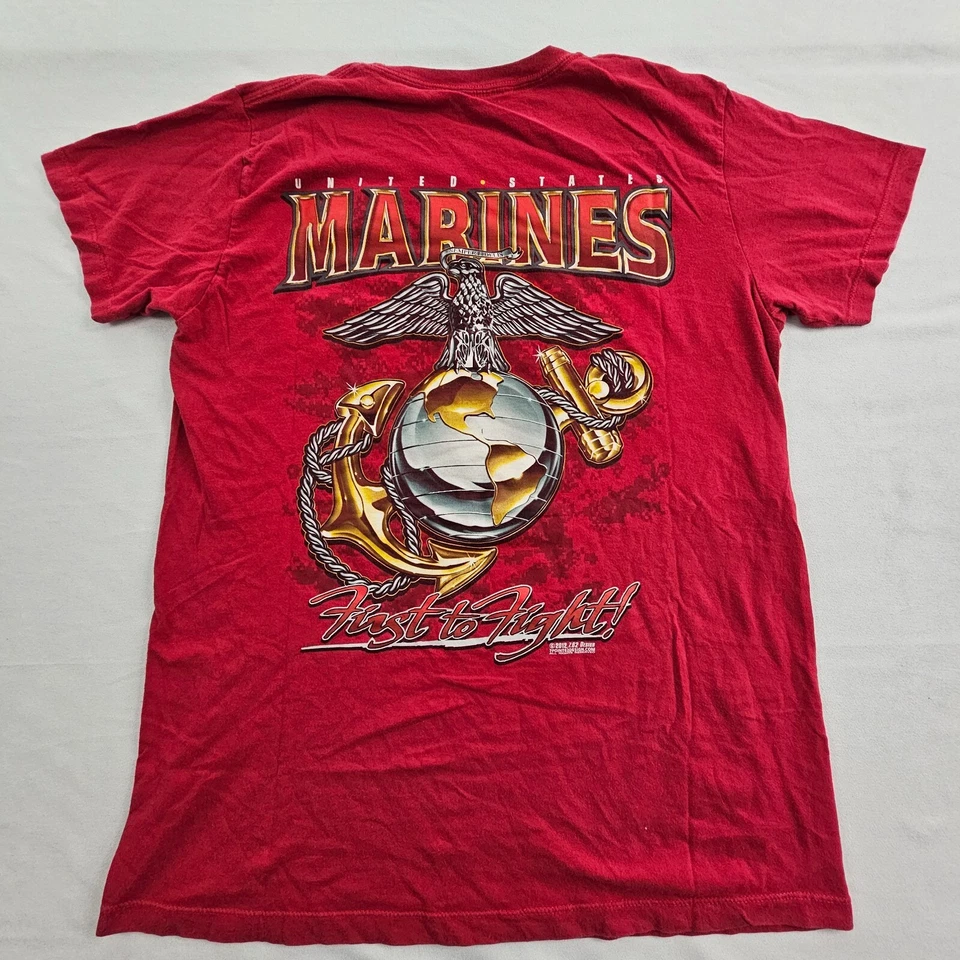 Camiseta de algodón manga corta roja diseño 7,62 US Marines First to Fight para hombre L Foto 2 de 4