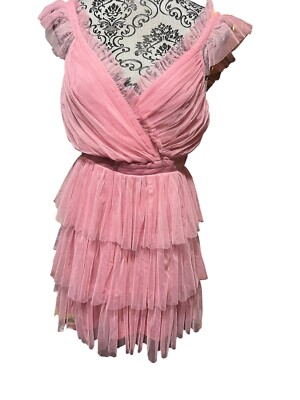 Anaya W/ Love Women's Size 8 Pink Tiered Tulle Flutter Sleeve Short Dress  New | eBay