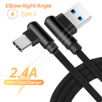 3/6/10Ft 90Degree Right Angle USB Fast Charger Cable TypeC For Samsung iPhone 15