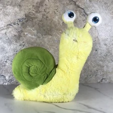 DOLLIBU by PUZZLED BIG EYED YELLOW & GREEN SNAIL PLUSH STUFFED ANIMAL