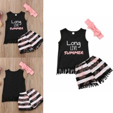 Toddler Baby Girl Casual Clothes Set Cartoon Vest Tops T-shirt Shorts Outfits