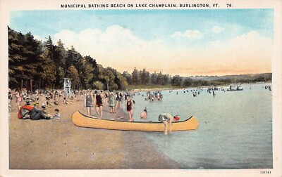 Burlington VT Vermont Mallets Bay Valcour Island Lake Champlain Vtg Postcard D27