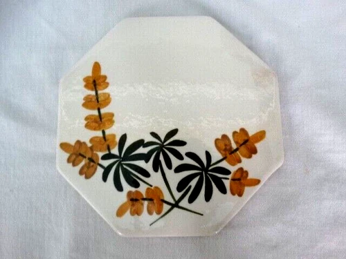 Mid Century Modern Stangl Pottery Golden Blossom Octagon Trivet Very Good Cond.