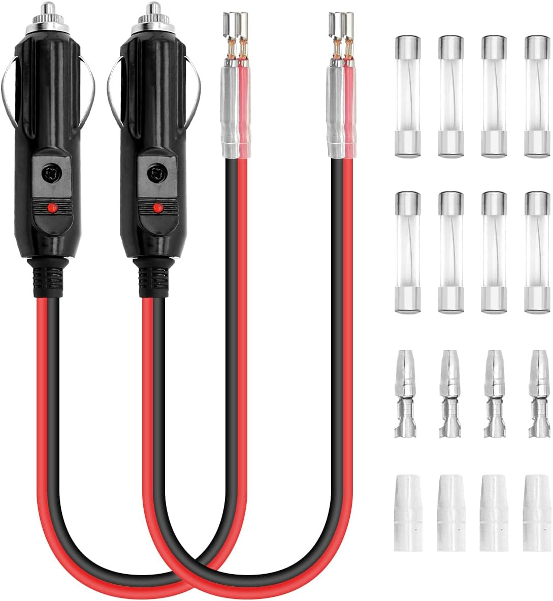 Zimuqi 2 Pack 12V 13.8Inch Fused Cigarette Lighter Male Plug with 4 PCS 10A F...