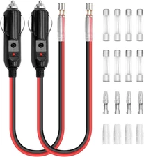 Zimuqi 2 Pack 12V 13.8Inch Fused Cigarette Lighter Male Plug with 4 PCS 10A F...