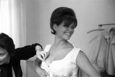 Italian actress Claudia Cardinale at Nina Ricci's fashion house in- Old Photo 1