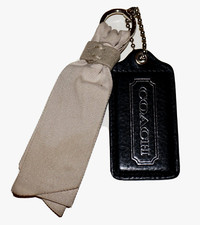 COACH Black Leather LEGACY 24967 Replacement Tag Fob Beige Ribbon Fob