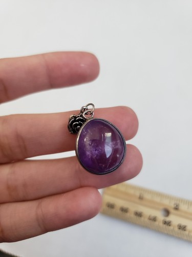 Teardrop Amethyst Pendant with Stacking Tiny Silver Flower ***Missing Bail*** - 第 12/18 張圖片