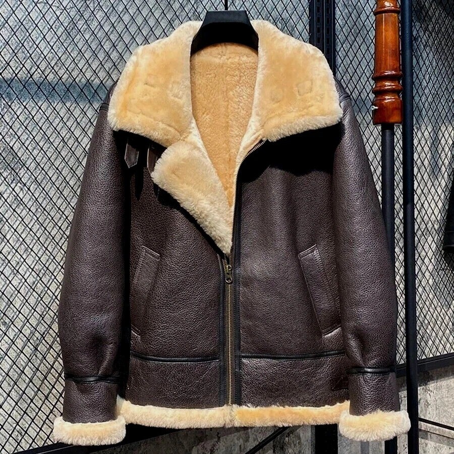 Men's B3 Aviator Shearling Leather Jacket | Real Sheepskin Flying Bomber Coat