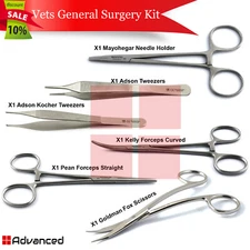 6Pcs Veterinary General Surgical Pack Animals Surgery Kit Suture Forceps Scissor