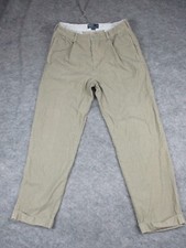 Vintage Polo Ralph Lauren Hammond Pants Mens 36X31 Beige Corduroy Pleated Cuffed