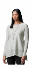 Simply Vera Wang Womens Gray Crew Neck Pullover Knit Sweater Tunic Sz M New