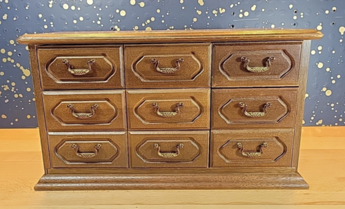 Joyero de madera vintage valet hecho en Japón cofre 6 cajones madera amarillo MCM - Imagen 2 de 15