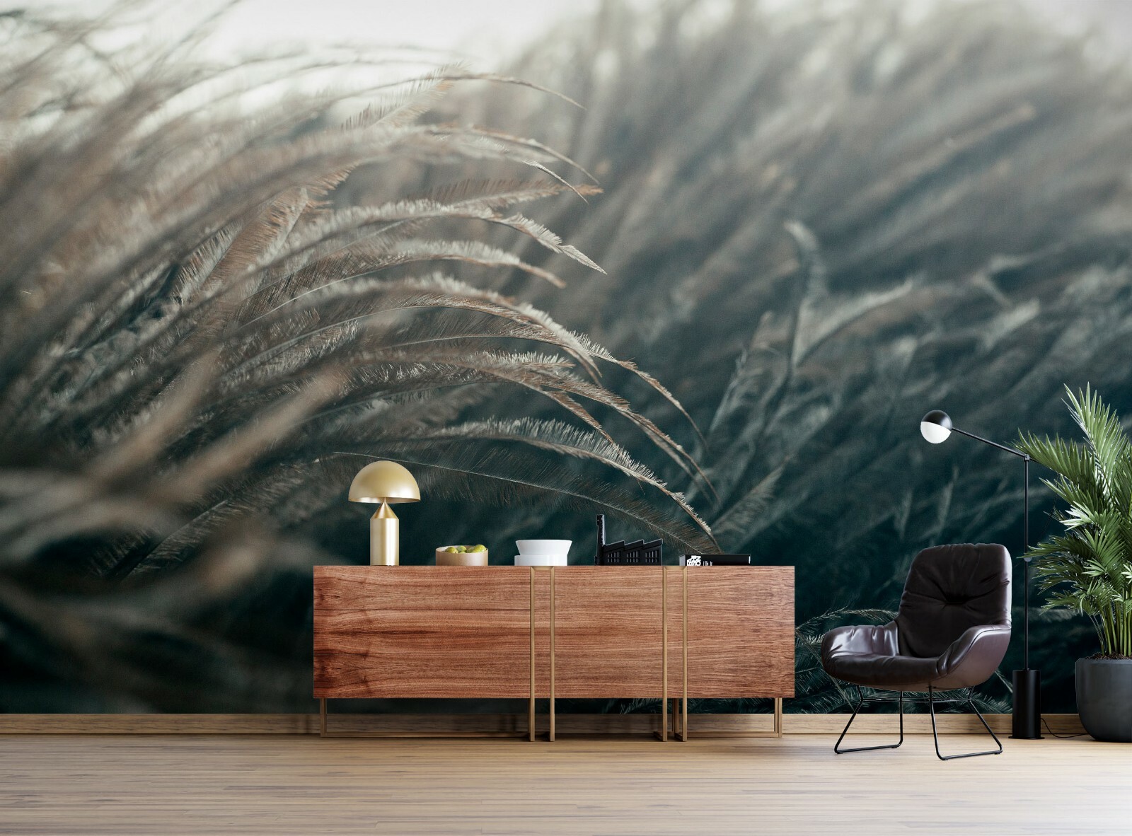3D Grey Reed Feather 243NA Wallpaper Wall Mural Removable Self-adhesive Fay