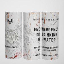 Emergency Drinking Water Fallout Tumbler 20oz With Straw Rusted Theme Gift Idea