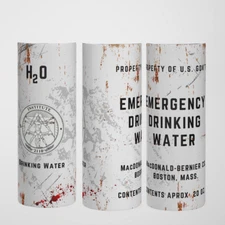 Emergency Drinking Water Fallout Tumbler 20oz With Straw Rusted Theme Gift Idea
