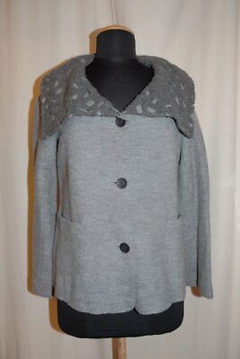 SUSAN BAUMGÄRTEL leichte Design Jacke Blazer Walkloden breiter Kragen grau NEU