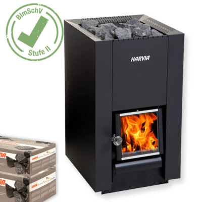 Harvia holzbeheizter Saunaofen Holzofen Linear 18 Compakt + Steine
