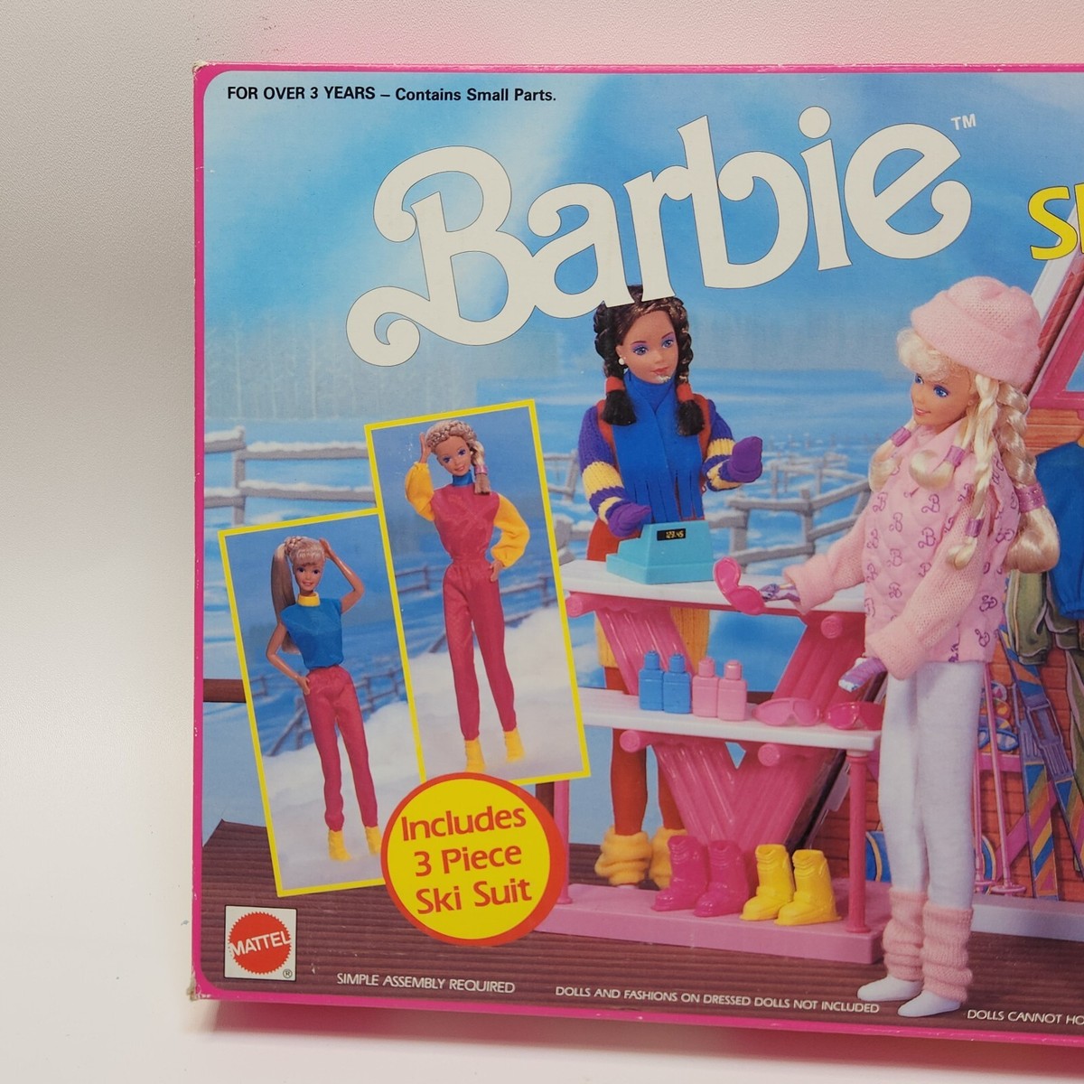 VINTAGE 1990 BARBIE SKI SHOP PLAYSET 100% COMPLETE BOX IN