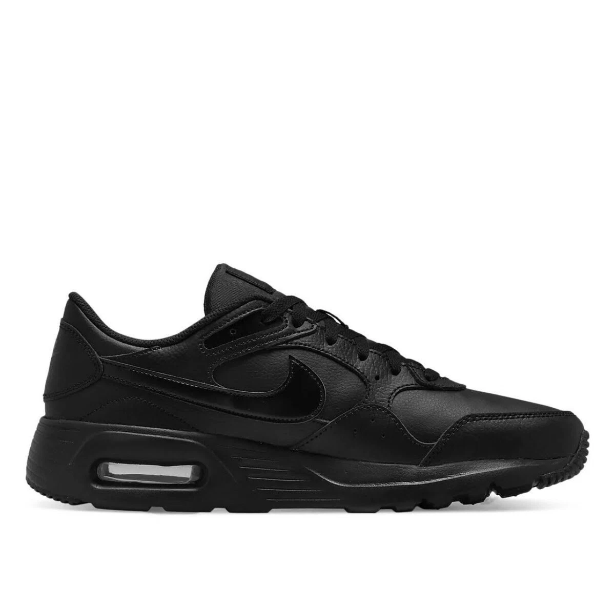 All black cheap leather running shoes