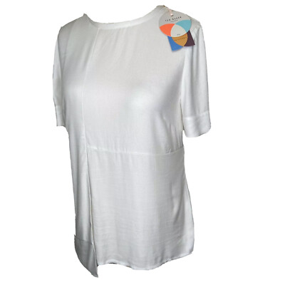 Ted Baker Damen weiß asymmetrischer Einsatz Top Größe 1 UK 8