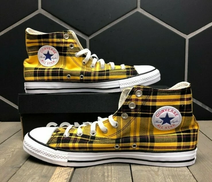 Yellow plaid sales converse