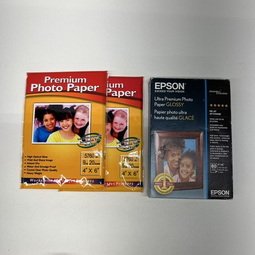 EPSON 4x6” UltraPremium Glossy Photo Paper 60Sheets INK JET Plus 2