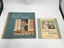  Book of Prayers & Little White Church Vintage Christian Children's Books Set 2