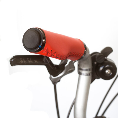 Ergonomic Eco Leather Grips for BROMPTON folding bike RED UK