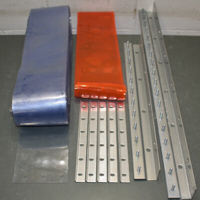 TMI Industrial Strip Door Kit 999-00226, 7 ft x 5 ft, Clear & Orange PVC Curtain