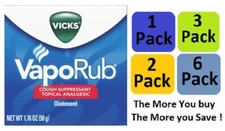 Vicks VapoRub Cough Suppressant Topical Analgesic Ointment 1.76 oz