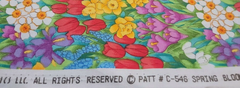 Vintage Michael Miller Fabrics Spring Blooms C-546 Flowers Floral 37.5 x 22.75" - Image 3 of 4