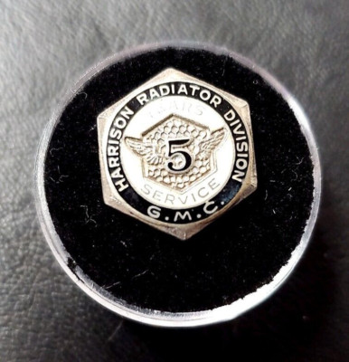 Harrison Radiator Tag GMC Harrison Radiator Division 5 Year Service Sterling Silver Pinback ...