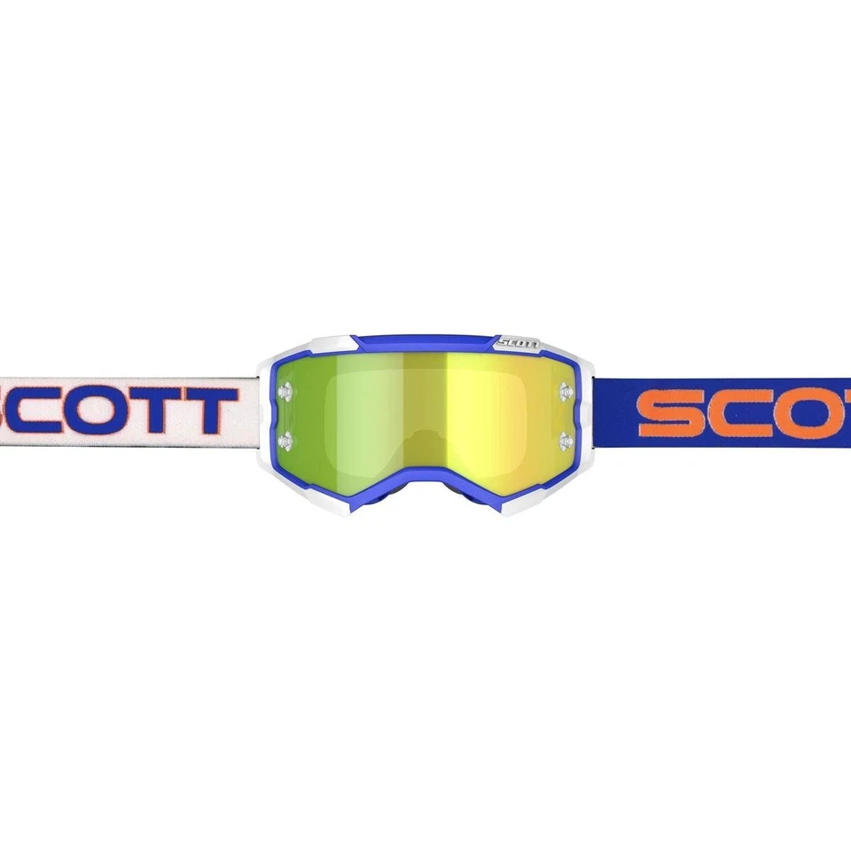Mascarilla Cross Scott Fury Blanca / Azul / Amarillo Cromo MX Goggle - Imagen 2 de 4