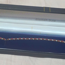 Elizabeth Duke 9ct Yellow Gold Ruby & Single Cut Diamond 7 Inch Tennis Bracelet