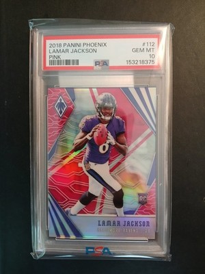2018 Panini Phoenix - Rookies Lamar Jackson #112 Pink /199 (RC) PSA 10 Pop 26🔥
