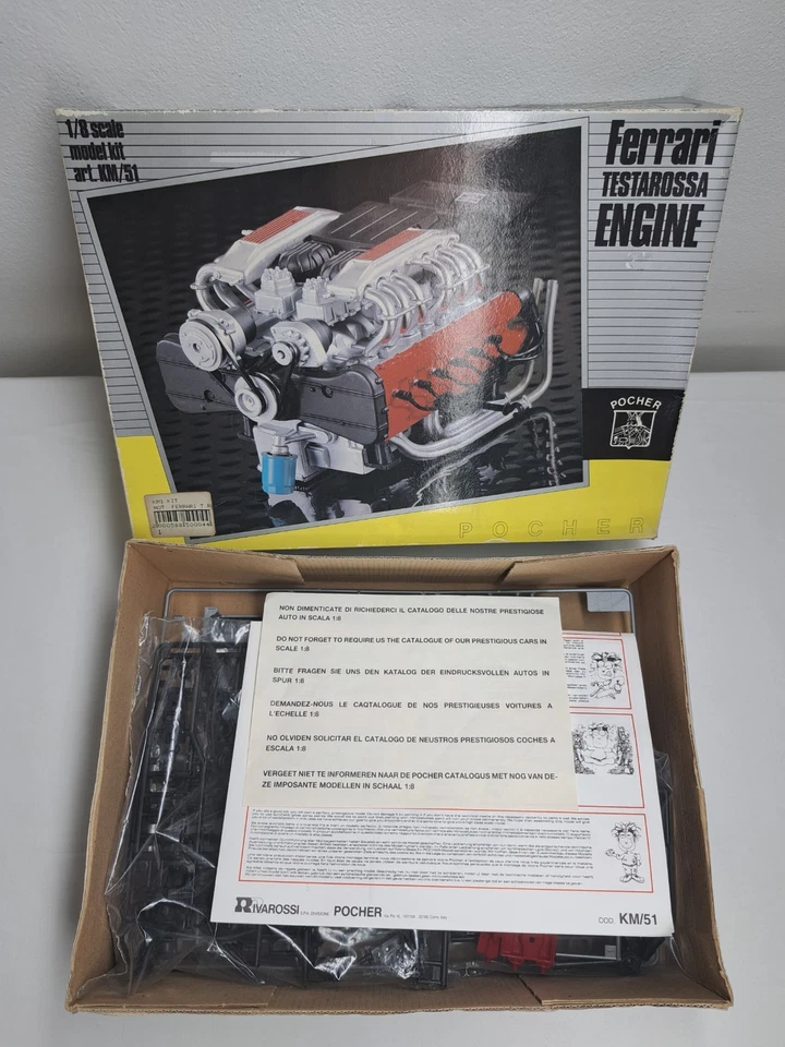 Pocher Kit da costruire 1/8 motore Ferrari Testarossa Engine molto raro Completo - Immagine 2 di 4
