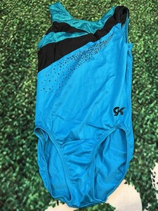 GK Elite Girls' Sleeveless Gymnastics Leotard Blue AS Leotards & Unitards