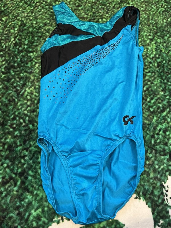 GK Elite Girls' Sleeveless Gymnastics Leotard Blue AS Leotards & Unitards