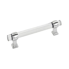 Glacio Cabinet Pull 5-1/16 Inch Center Clear Polished Chrome Drawer Handle