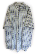 Mens Dress Shirt Chaps 2XT 2X Button Down Light Green Spring Plaid Short Sleeve