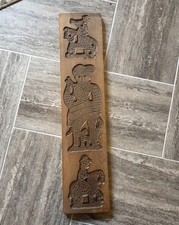 Vintage Rzeźbione drewno Holenderska forma do ciastek do ciasta Zwierzęta jeździeckie 